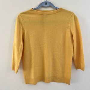 Talbots Golden Yellow cashmere Crew Neck Sweater 3/4 sleeve